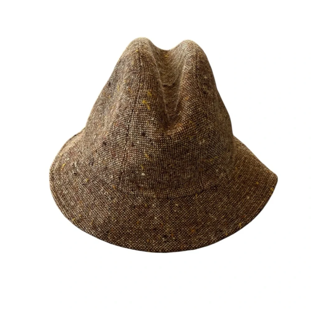 Banana Republic 100% Wool Hat Academia Classic Brown Tweed Made in Italy M/L